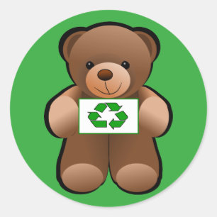 Teddybeer Recycling Symbool Ontwerp Ronde Sticker