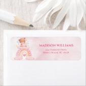 Teddybeer regenboog meisjes Baby shower Etiket (Insitu)
