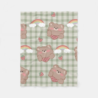 Teddybeer & Regenboog Sherpa-deken Fleece Deken