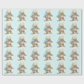 Teddybeer rijden op een schaats board cadeaupapier (Vlak)