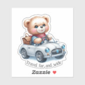 Teddybeer rijdt in een cabriolet sticker (Vel)