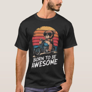Teddybeer rijdt op een motor zonsondergang t-shirt