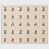 Teddybeer rijdt op een rotspaard cadeaupapier (Vlak)