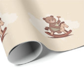 Teddybeer rijdt op een rotspaard cadeaupapier (Rol Hoek)