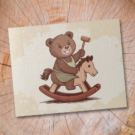 Teddybeer rijdt op een rotspaard legpuzzel