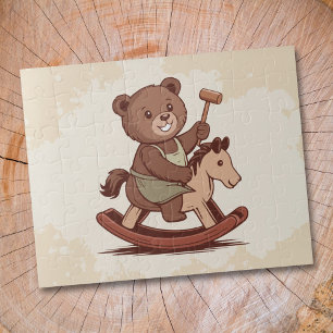 Teddybeer rijdt op een rotspaard legpuzzel