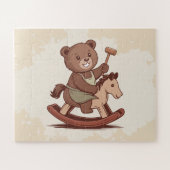 Teddybeer rijdt op een rotspaard legpuzzel (Horizontaal)
