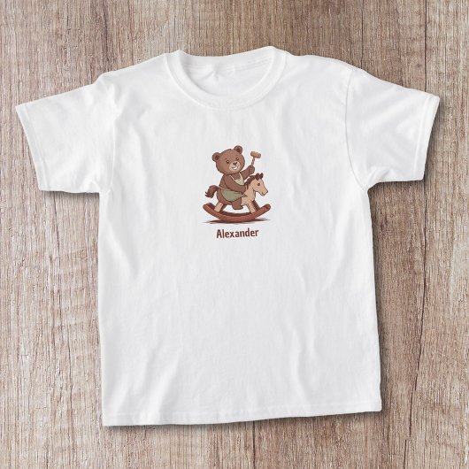 Teddybeer rijdt op een rotspaard t-shirt