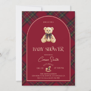 Teddybeer rode luxe vintage baby shower kaart