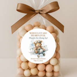 Teddybeer rolt harten vol ronde sticker