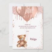 Teddybeer roos gouden Baby shower dank u kaart (Achterkant)