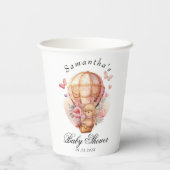 Teddybeer roze Baby Papieren Bekers (Achterkant)