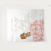 Teddybeer roze Baby shower foto achtergrond Wandkleed (Voorkant (horizontaal))