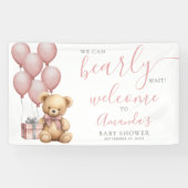 Teddybeer Roze Baby Shower Welkom Spandoek (Horizontaal)