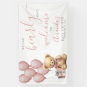Teddybeer Roze Baby Shower Welkom Spandoek (Verticaal)