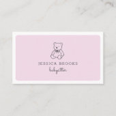 Teddybeer, roze, babysitter, kinderopvang visitekaartje (Voorkant)