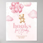 Teddybeer roze ballonnen baby meisje boeken voor b poster (Voorkant)