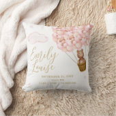 Teddybeer roze ballonnen baby meisje geboorte stat kussen (Deken)