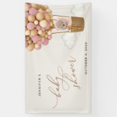 Teddybeer, roze ballonnen, Baby shower welkom Spandoek (Verticaal)