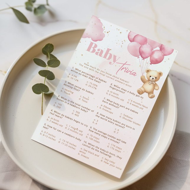 Teddybeer roze ballonnen baby trivia spel (Creator heeft geüpload)