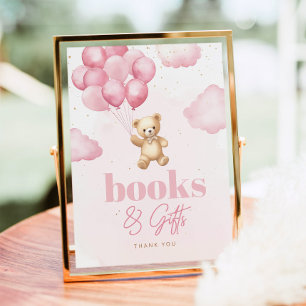 Teddybeer roze ballonnen Boeken en geschenken Poster