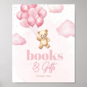 Teddybeer roze ballonnen Boeken en geschenken Poster (Voorkant)