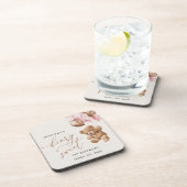 Teddybeer, roze ballonnen, eerste verjaardag bier onderzetter (Rechterzijde)