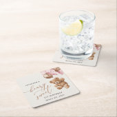 Teddybeer, roze ballonnen, eerste verjaardag kartonnen onderzetters (Insitu)