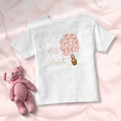 Teddybeer roze ballonnen Gold Script Kinder Shirts