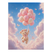 Teddybeer Roze Ballonnen  Perfect Poster (Voorkant)