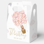 Teddybeer roze ballonnen verjaardagsfeestje bedankdoosjes (Geopend)