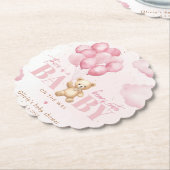 Teddybeer roze Beary schattig baby shower Kartonnen Onderzetters (Gekanteld)
