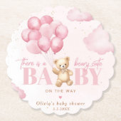 Teddybeer roze Beary schattig baby shower Kartonnen Onderzetters (Voorkant)