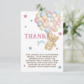 Teddybeer Roze Blauw Geslacht onthullen Bedankkaart (Staand voorkant)