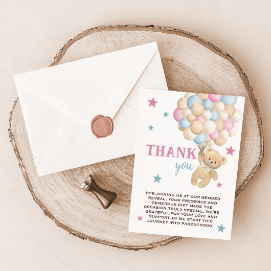 Teddybeer Roze Blauw Geslacht onthullen Bedankkaart
