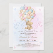 Teddybeer Roze Blauw Geslacht onthullen Kaart (Voorkant)