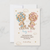 Teddybeer roze blauwe ballonnen Geslacht onthullen Bedankkaart (Voorkant)