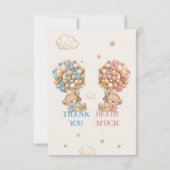 Teddybeer roze blauwe ballonnen Geslacht onthullen Bedankkaart (Achterkant)