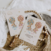 Teddybeer roze blauwe ballonnen Geslacht onthullen Bedankkaart