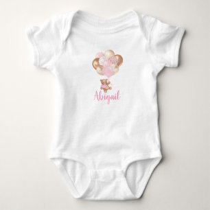 Teddybeer Roze en Gouden Ballonnen Romper