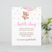 Teddybeer Roze En Gouden Fles Chug Spel (Staand voorkant)