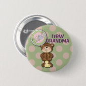 Teddybeer Roze en Groen Ronde Button 5,7 Cm (Voorkant /achterkant)