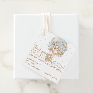 Teddybeer roze hart & ballon baby meisje douche bedankjes labels