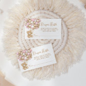 Teddybeer roze hart & ballon baby meisje douche informatiekaartje