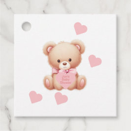 Teddybeer roze harten bedankjes labels