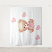 Teddybeer roze harten wandtapijt achtergrond wandkleed (Voorkant)