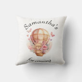 Teddybeer Roze Heet Lucht Ballon Baby Shower Deken Kussen (Achterkant)