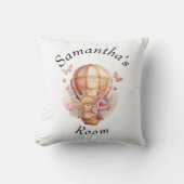 Teddybeer Roze Heet Luchtballon Baby Shower  Kusse Kussen (Voorkant)