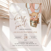 Teddybeer, Roze Heet Luchtballon, Eerste Verjaarda Kaart