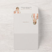 Teddybeer, roze heteluchtballon, Baby shower All In One Uitnodiging (Buitenkant)